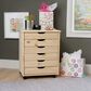 Linon Home Decor Cary 6-Drawer Wide Rolling Cart in Unfinished, , large