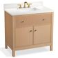 Kohler Malin 36" Single Bathroom Vanity in White Oak with 3 cm White Quartz Top and Rectangular Sink, , large
