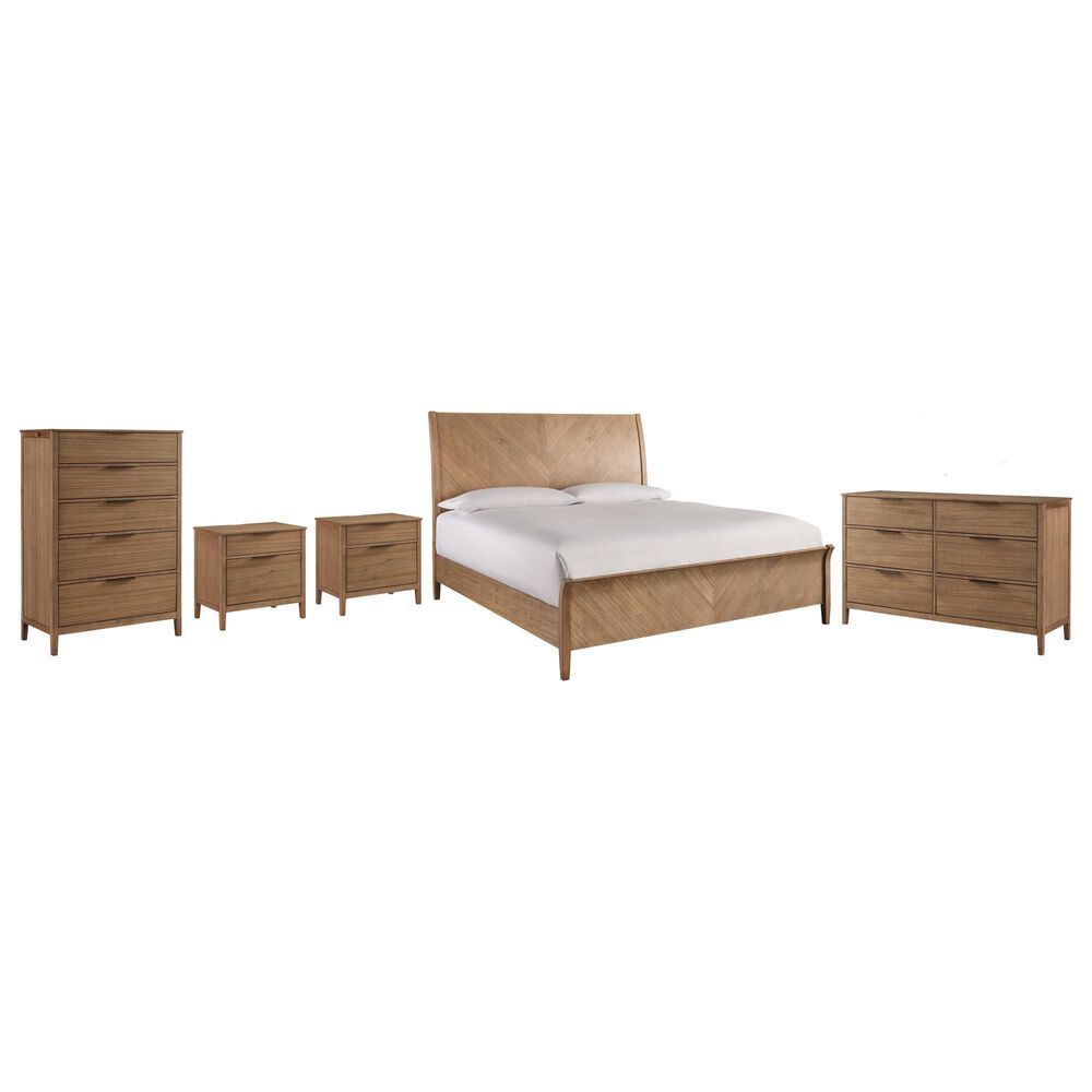 Riva Ridge Cyrus Queen Sleigh Bed with Dresser Chest and 2 Nightstands in Almond Bisque, , large