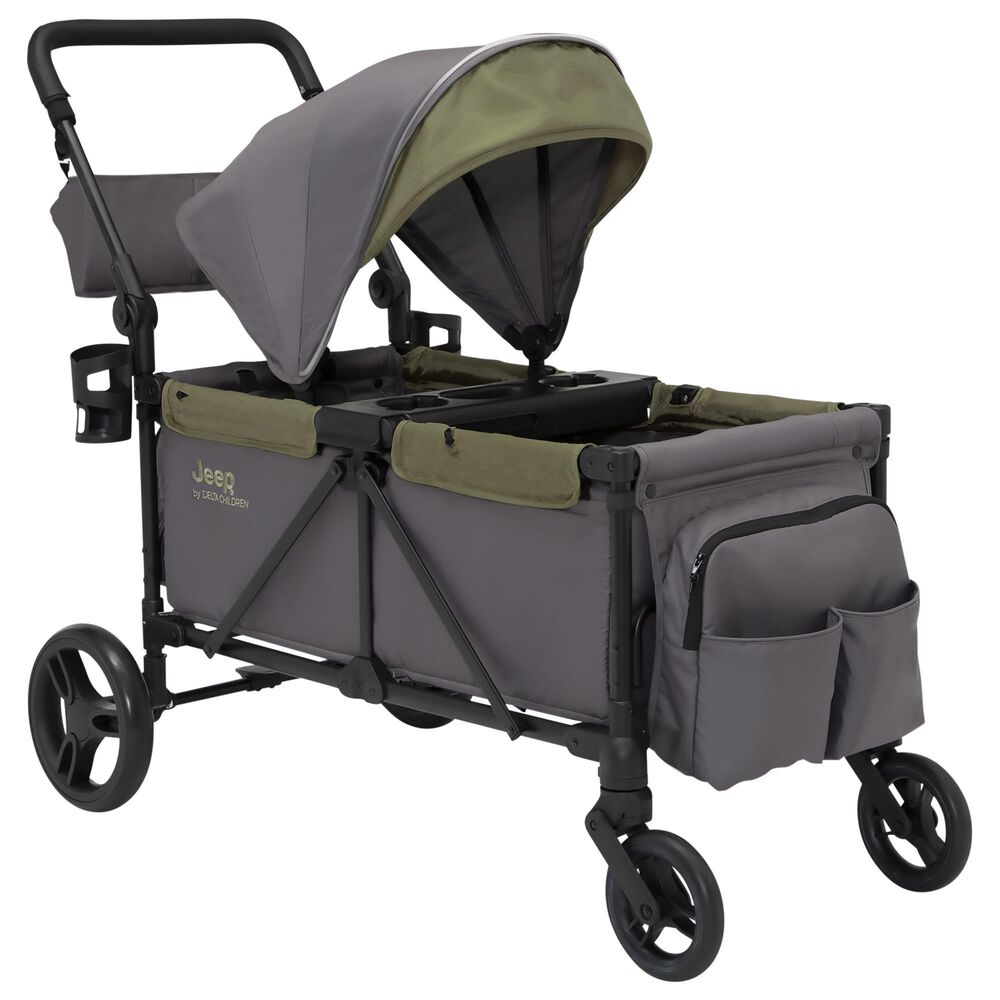 Delta Jeep Sport All-Terrain Stroller Wagon in Grey and Olive Green, , large