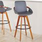 Lumisource Cosmo Swivel Barstool with Dark Gray Cushion in Walnut and Black, , large