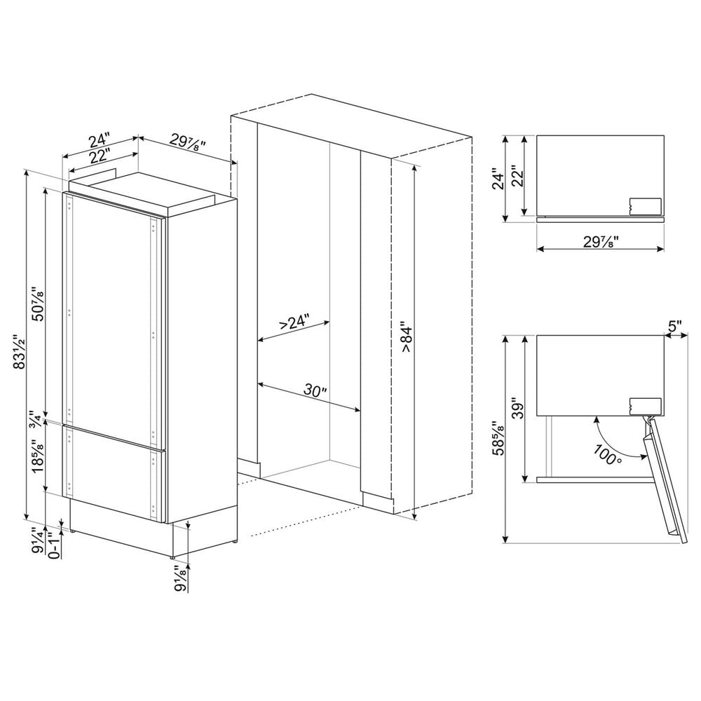 SMEG 15.54 Cu. Ft. Built-In Bottom Mount Refrigerator in Panel Ready, , large