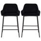 LumiSource Daniella Counter Stool with Black Velvet Upholstery in Black (Set of 2), , large
