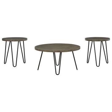 Signature Design by Ashley Hadasky Round Table in Black (Set of 3), , large