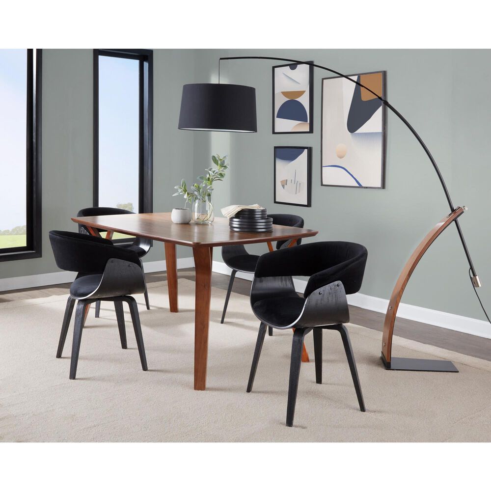 LumiSource Robyn Mid-Century Modern Floor Lamp in Walnut Wood and Black Linen Shade by LumiSource, , large