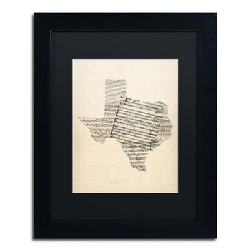 Timberlake Michael Tompsett "Old Sheet Music Map of Texas" Matted Framed Art, , large