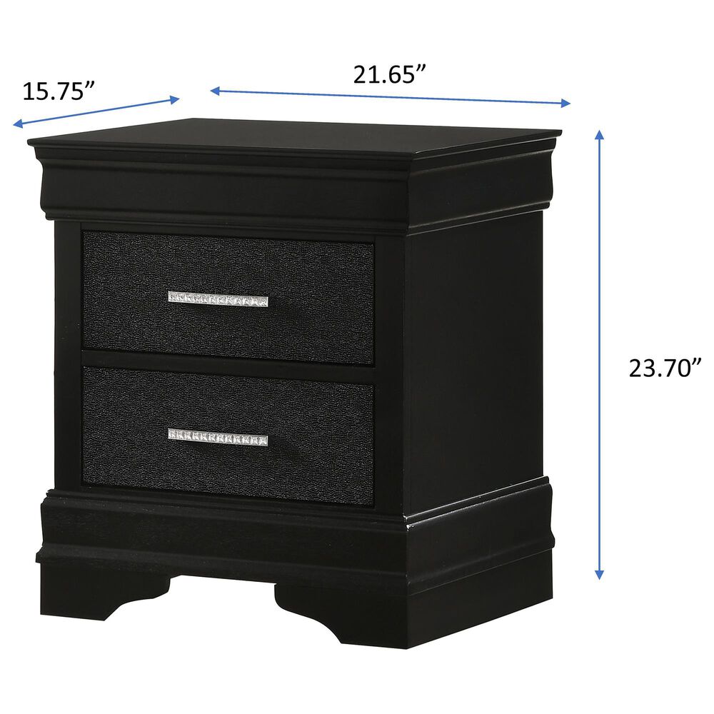 Crown Mark Amalia 2-Drawer Nightstand in Black, , large