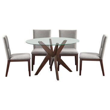 Steve Silver Amalie 5-Piece Round Dining Set in Clear and Walnut, , large