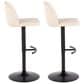 LumiSource Toriano Swivel Adjustable Bar Stool with Cream Faux Leather Upholstery in Black (Set of 2), , large