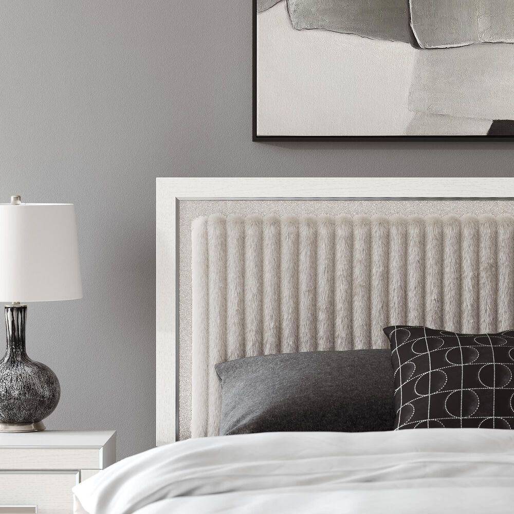 Ashley Zuraleus 5-Piece King Upholstered Panel Bedroom Set in Matte White, , large