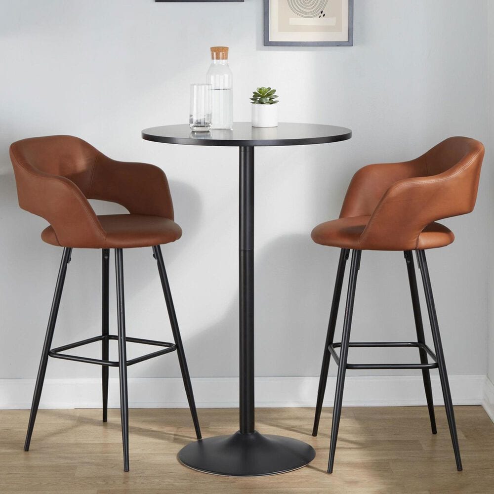 Lumisource Margarite Barstool with Brown Cushion in Black &#40;Set of 2&#41;, , large