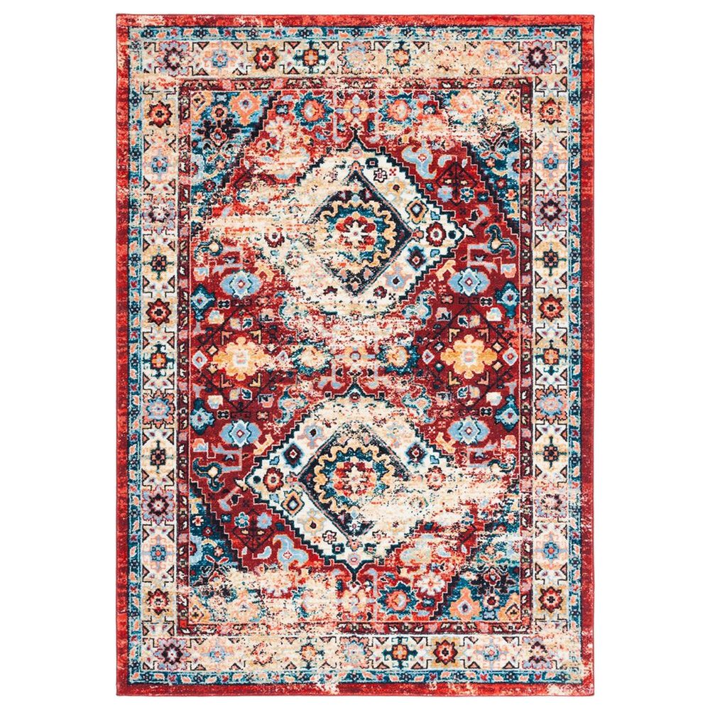 Safavieh Riviera RIV157 7"9" x 10" Red and Blue Area Rug, , large
