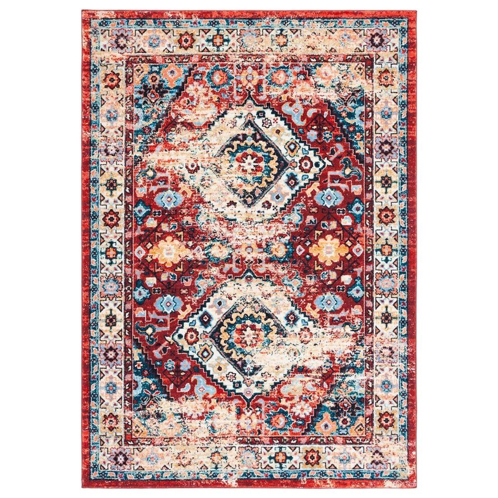 Safavieh Riviera RIV157 7"9" x 10" Red and Blue Area Rug, , large