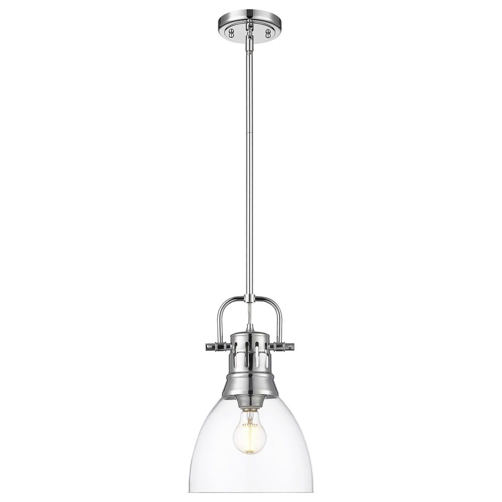 Golden Lighting Duncan 1-Light Small Pendant with Rod and Clear Shade in Chrome, , large