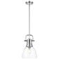 Golden Lighting Duncan 1-Light Small Pendant with Rod and Clear Shade in Chrome, , large