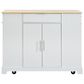 HOMLUX 47" Fluted Kitchen Island with Trash Can Storage Cabinet in White and Natural, , large