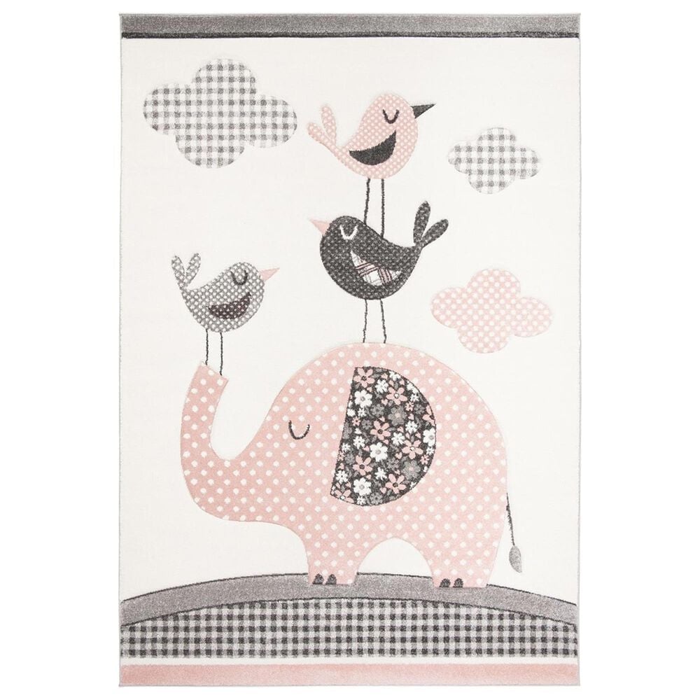 Safavieh Carousel CRK127 6"7" x 9" Pink and Ivory Kids Area Rug, , large
