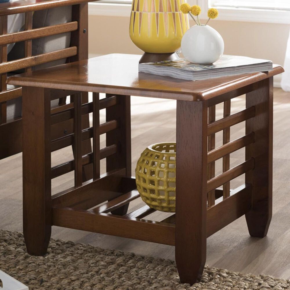 Baxton Studio Larissa End Table in Cherry Brown, , large