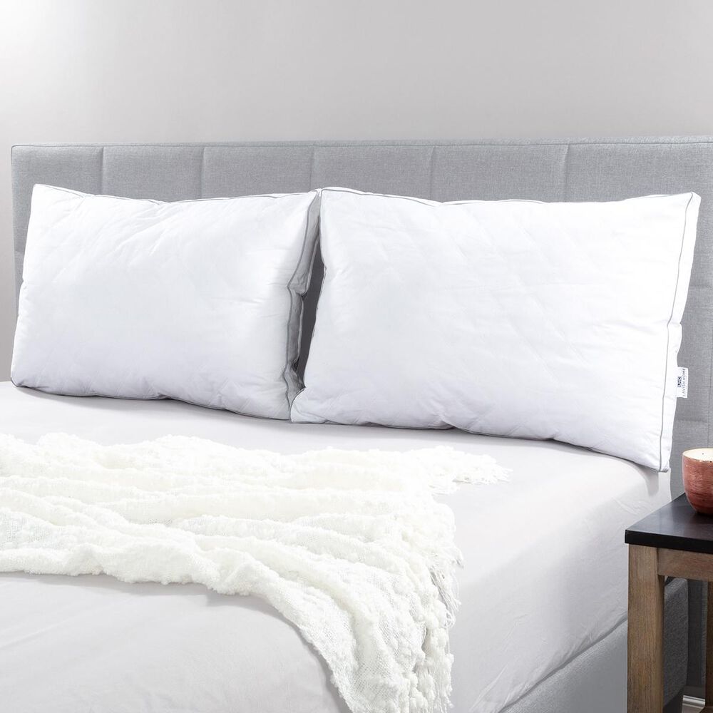 Timberlake Lavish Home Standard Pillows in White/Gray (Set of 2), , large