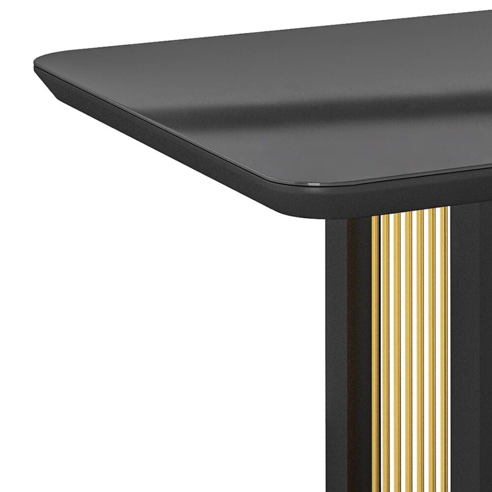 Rta Products Llc Modern Dining Table with Painted Glass Top in Black and Gold, , large