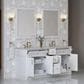 James Martin Bellshire 72" Double Bathroom Vanity in Bright White with 3 cm Eternal Jasmine Pearl Silestone Top and Rectangular Sinks, , large