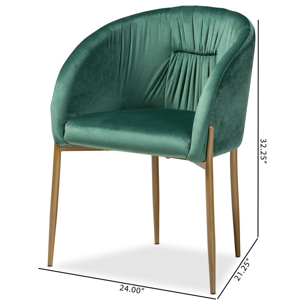Baxton Studio Ballard Arm Chair with Green Velvet Upholstered in Gold, , large