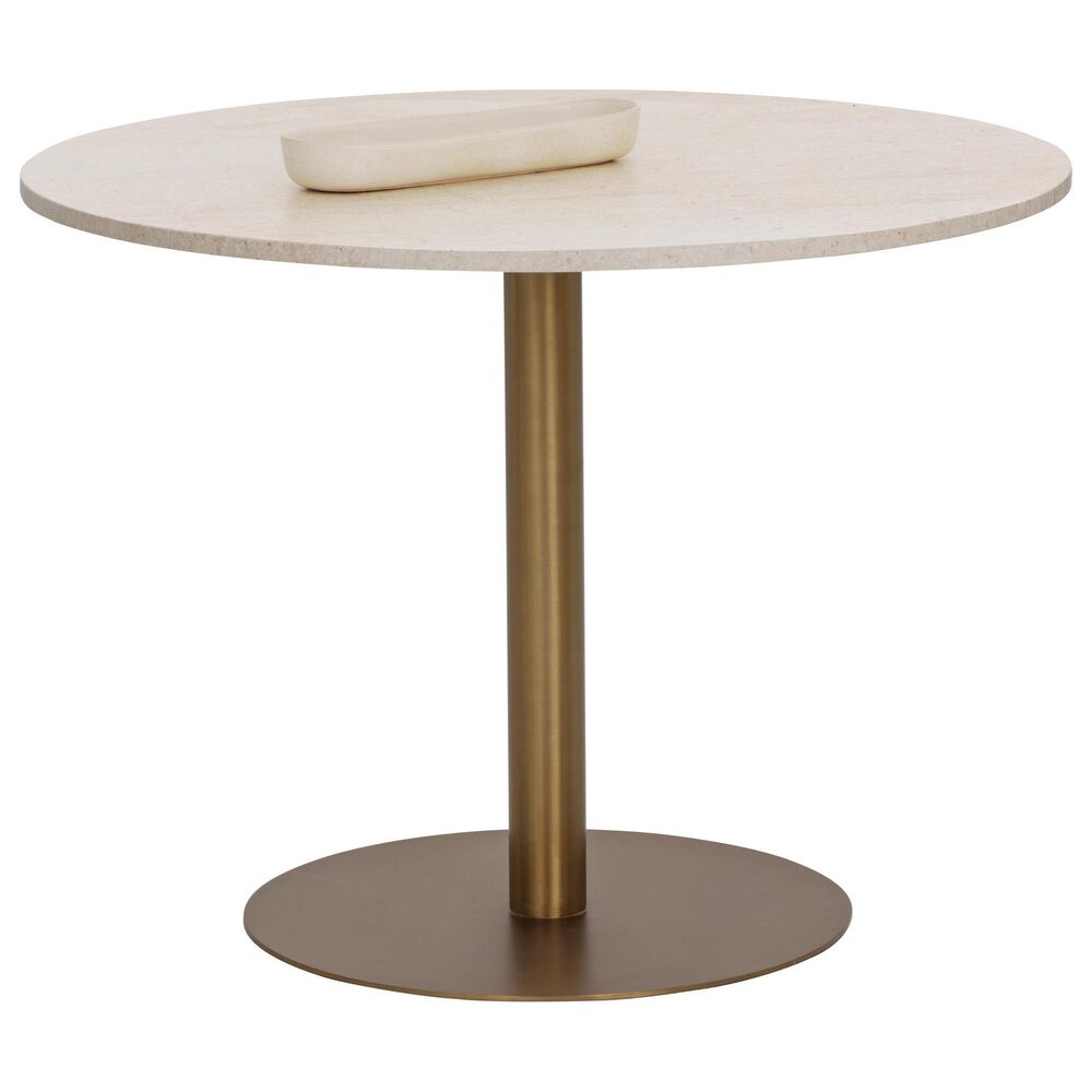 Club Collection By Sunpan Iska 39.5" Round Bistro Table in Cream and Antique Brass - Table Only, , large