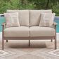 Ashley Grover Beach Outdoor Loveseat with Cushion in Driftwood, , large