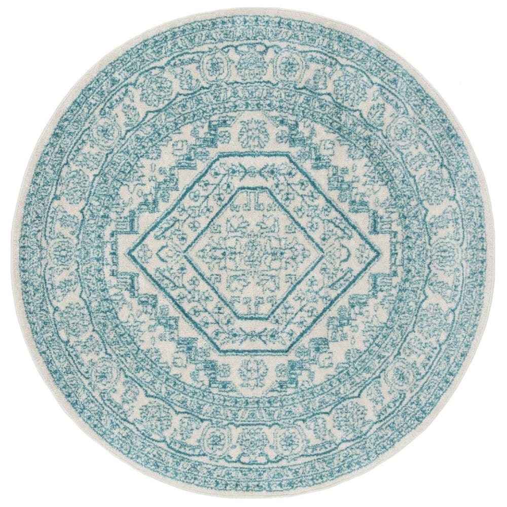 Safavieh Adirondack ADR108G 6&#39; Round Ivory and Teal Area Rug, , large