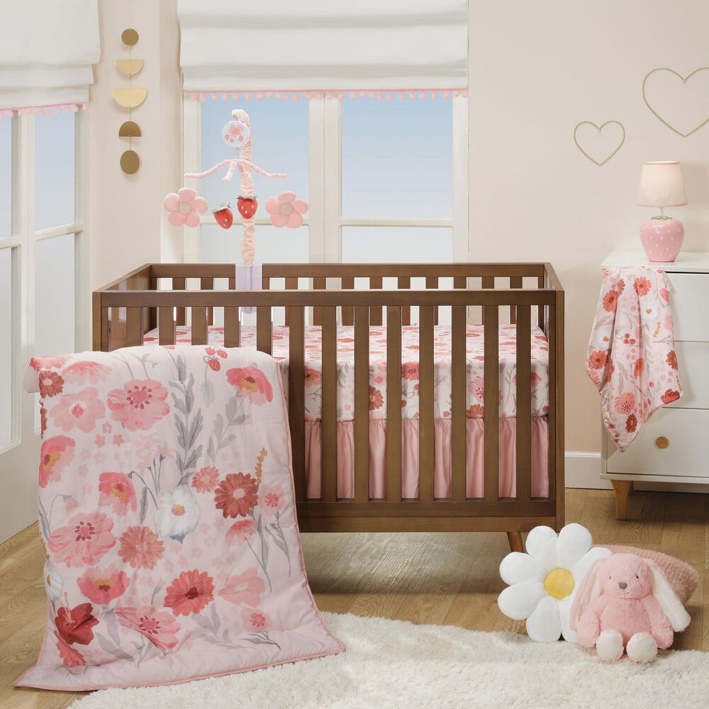 Lambs &amp; Ivy Flower Power 3-Piece Crib Bedding Set in Pink, , large