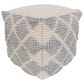 India House 18" x 18" Square Fringe Pouf in Steely, , large