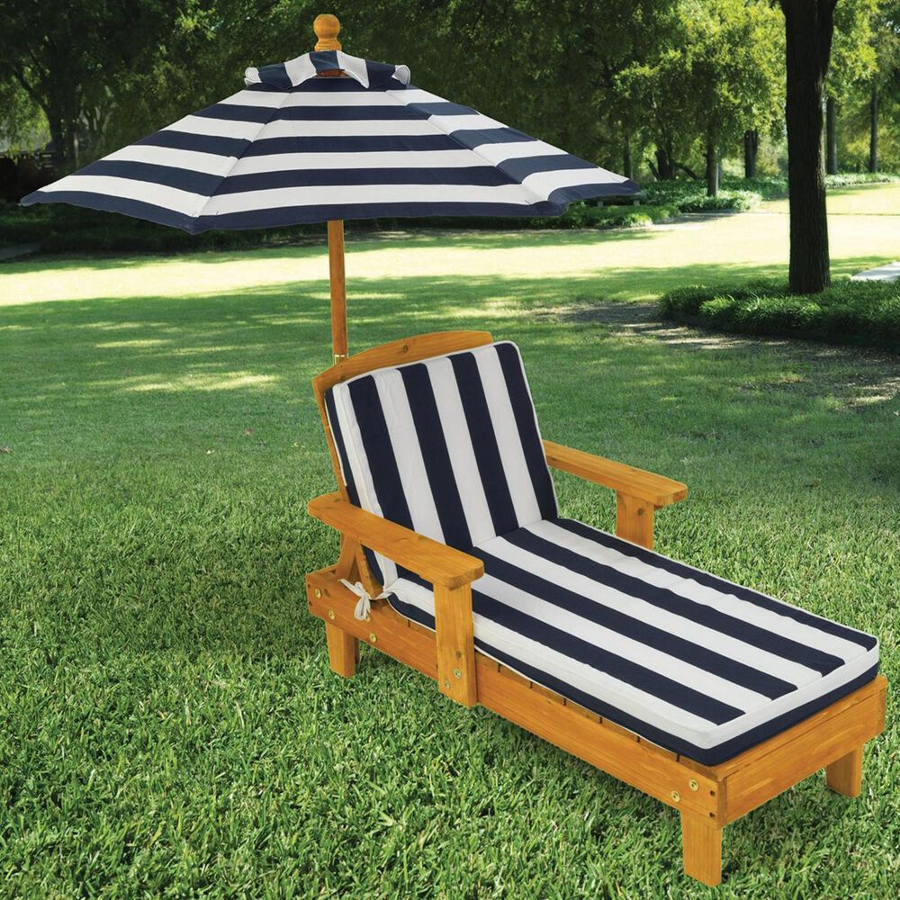 Kidkraft Kids Outdoor Chaise with Umbrella in Navy, , large