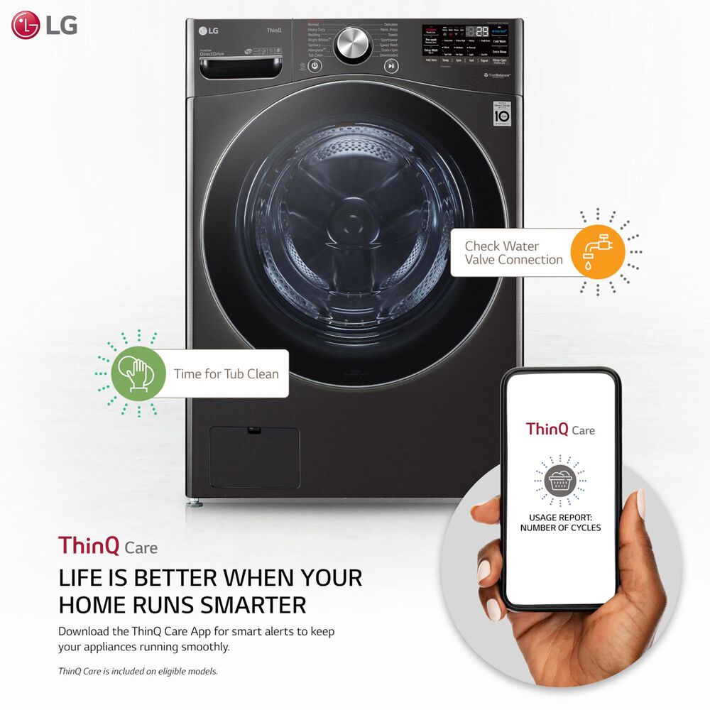 LG 5.0 Cu. Ft. Front Load Washer with TurboWash 360 in Black Steel, , large