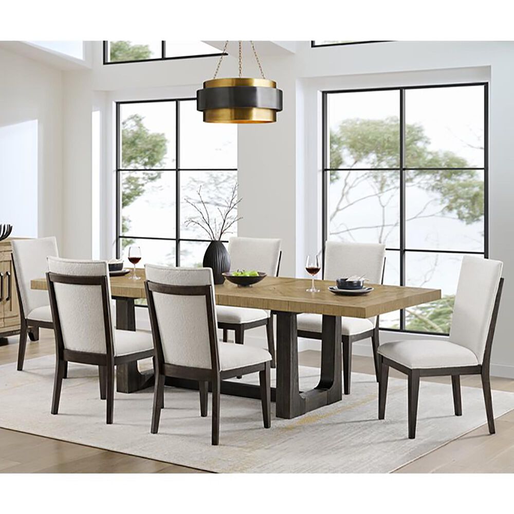 Golden Wave Furniture Sutton Place 7-Piece Rectangular Dining Set in Caramel and Cocoa, , large