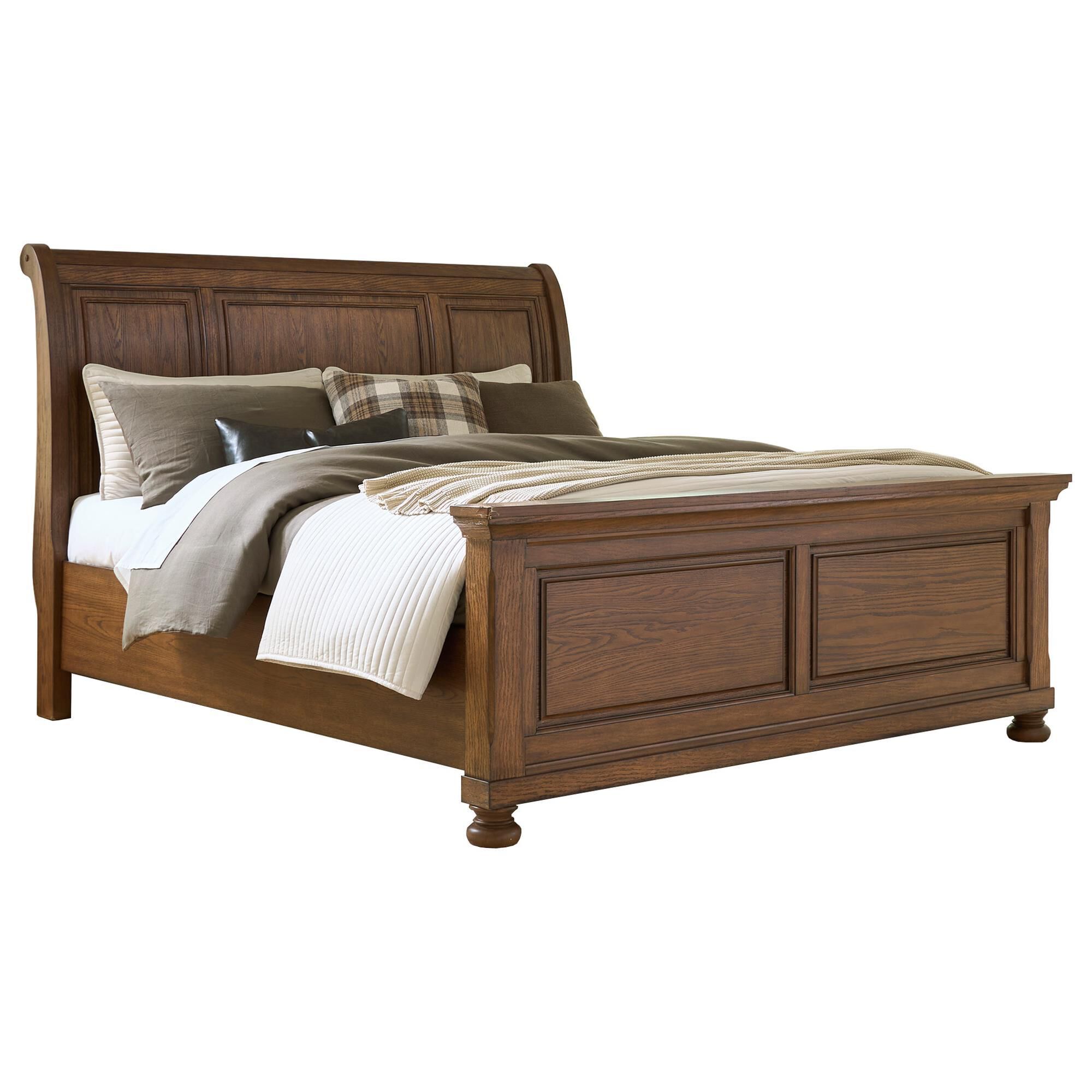 Ashley Zackaryn 4 Piece California King Bedroom Set in Warm Brown