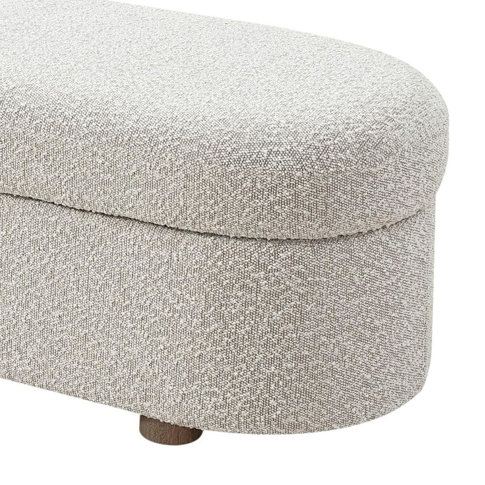 Urban Home Kiki Upholstered Hinged Storage Bench in Cotton Ball, , large