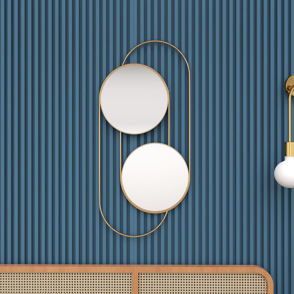 Maple and Jade 20&quot; x 43&quot; Wall Mirror in Matte Gold, , large