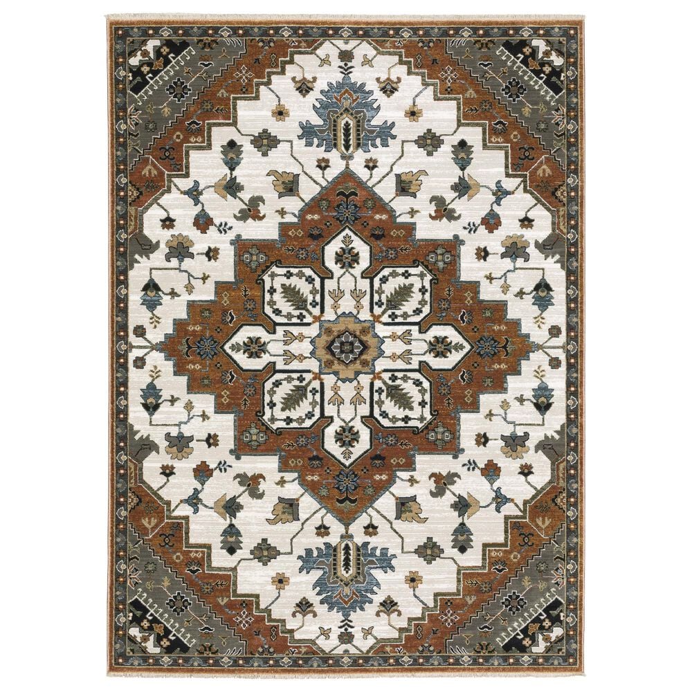 Oriental Weavers Keira Rust and Ivory 3"3" x 5" Area Rug, , large