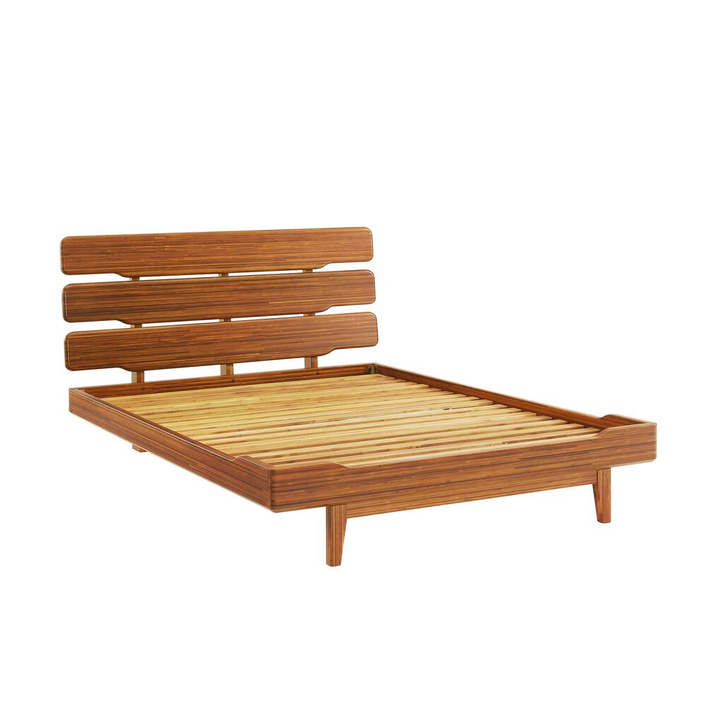 Natural Bamboo Furnishings Queen Platform Bed in Amber, , large
