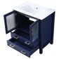 Lexora Home Volez 30" Single Bathroom Vanity in Navy Blue with 2 cm White Ceramic Top and Rectangular Sink, , large