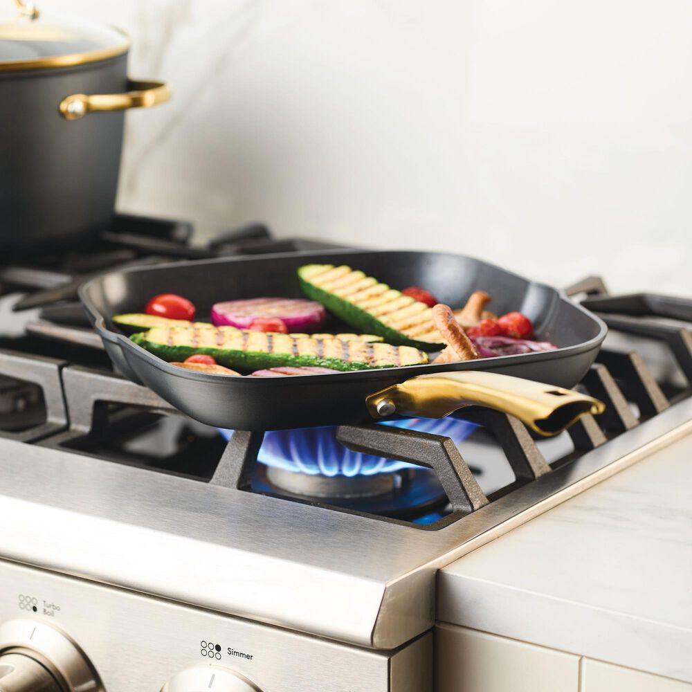 Faber Forged Induction 11&quot; Ceramic Nonstick Square Grill Pan in Black and Gold, , large