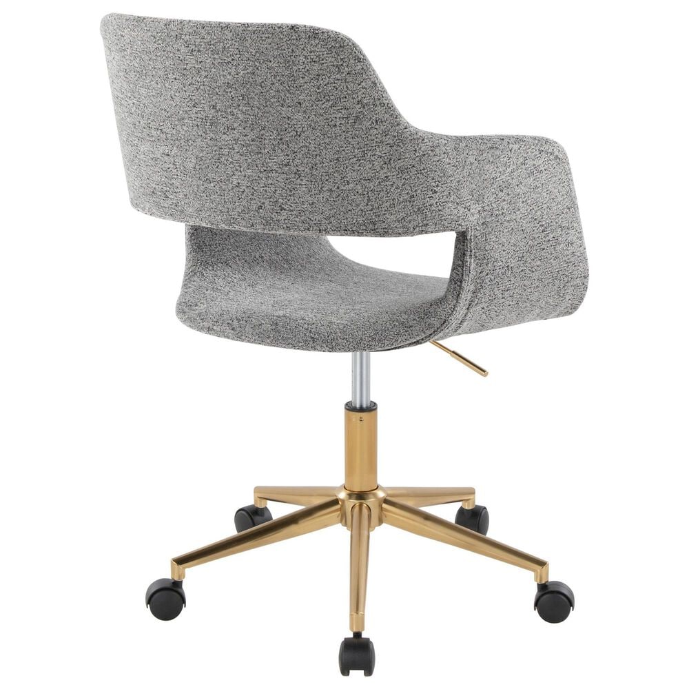 Lumisource Margarite Task Chair with Grey Fabric Cushion in Gold, , large