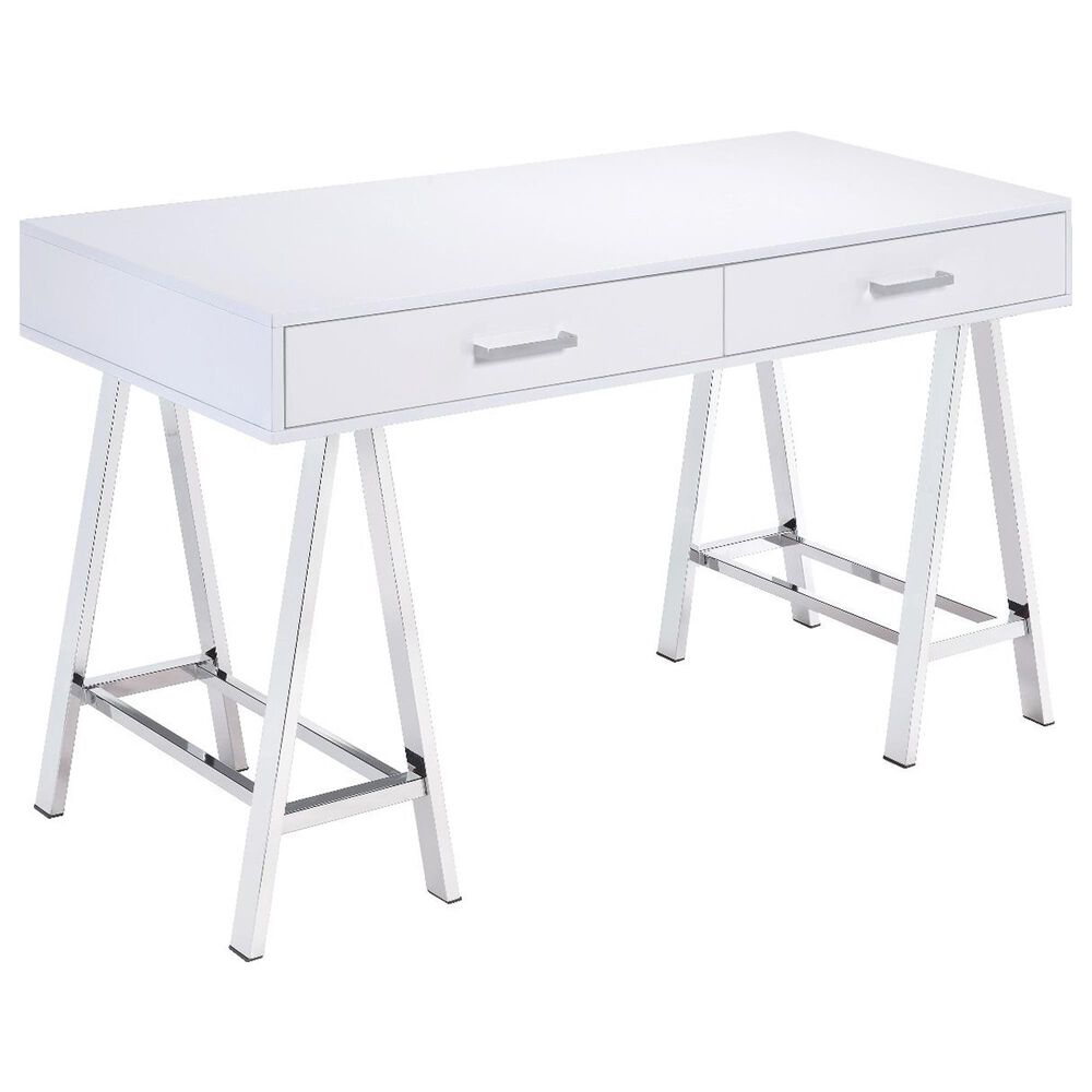 Gunnison Co. Coleen Writing Desk with USB Port in White High Gloss, , large