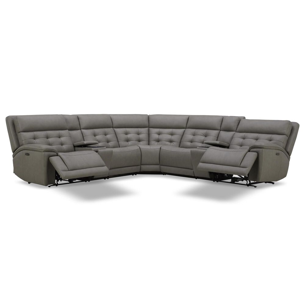 Interlochen 6-Piece Leather Power Reclining Sectional in Aline Light Gray, , large