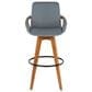 Lumisource Cosmo Swivel Barstool with Grey Cushion in Walnut and Black, , large