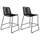 Armen Living Shasta Patio Counter Height Bar Stool with Rope Seat in Black (Set of 2), , large