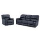 Ashley Leesworth Leather Power Reclining Sofa and Recliner Set in Ocean, , large