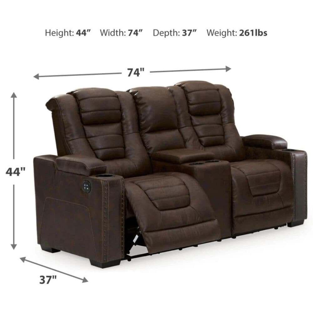 Ashley Owner&#39;s Box Power Reclining Loveseat with Console in Thyme, , large