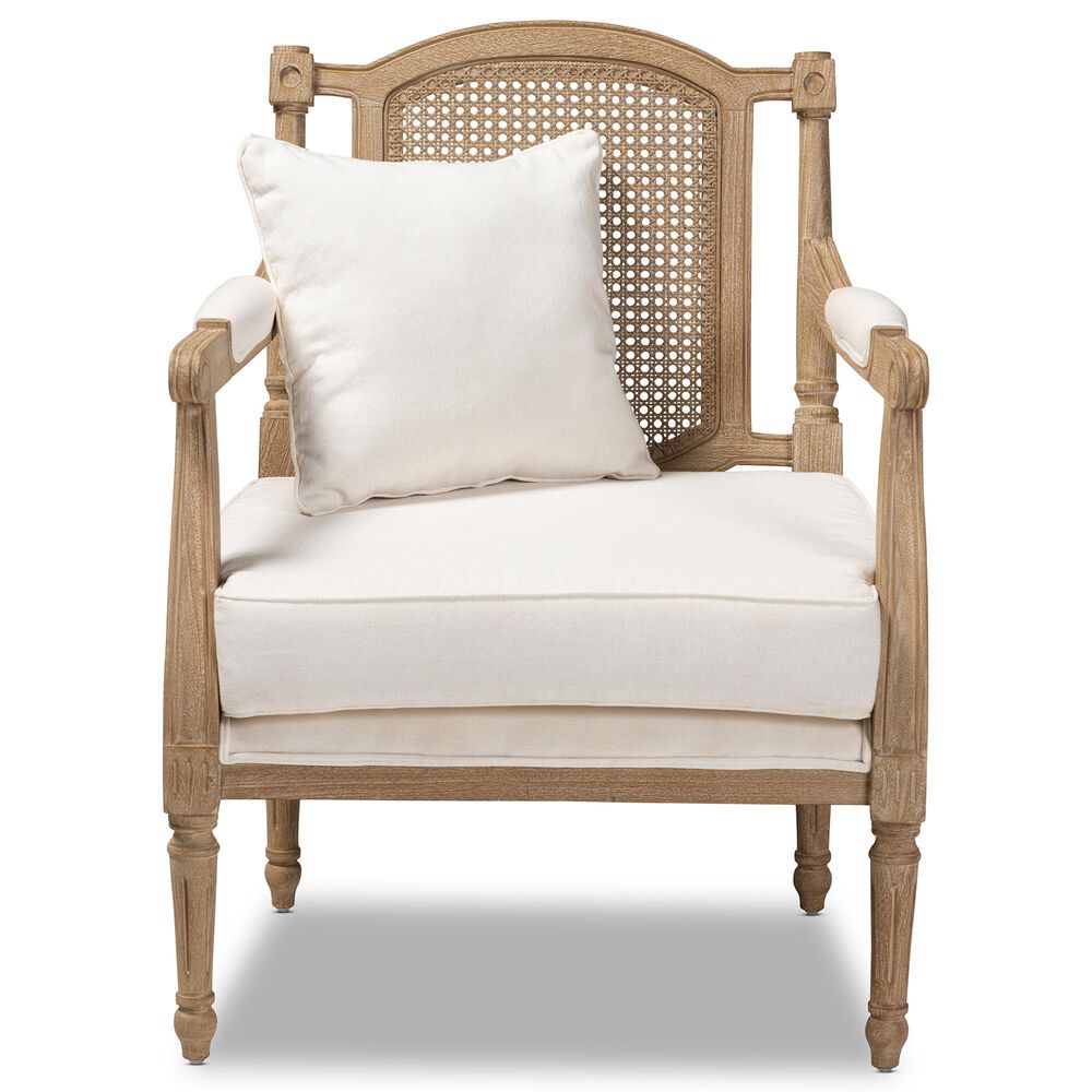 Baxton Studio Clemence Arm Chair in Ivory, , large