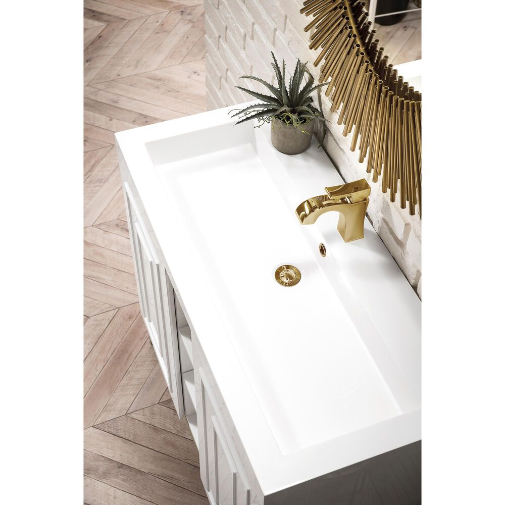James Martin Vanities Alicante 39.5&quot; Single Bathroom Vanity in Glossy White and Radiant Gold with 5 cm White Glossy Resin Top and Rectangular Sink, , large